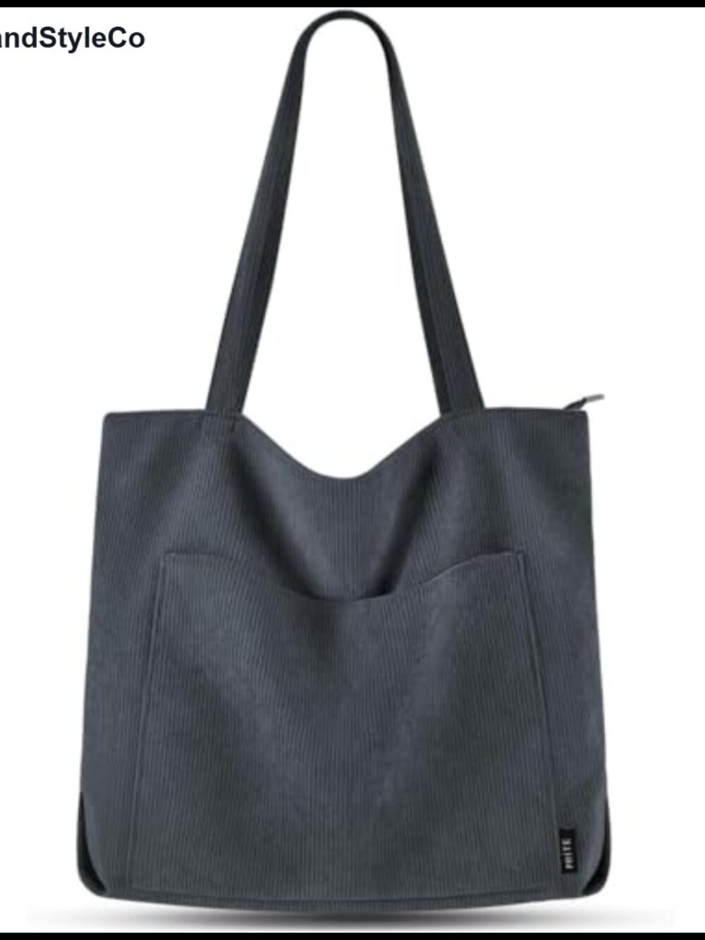 Women's Corduroy Tote Bag with Zipper Pockets